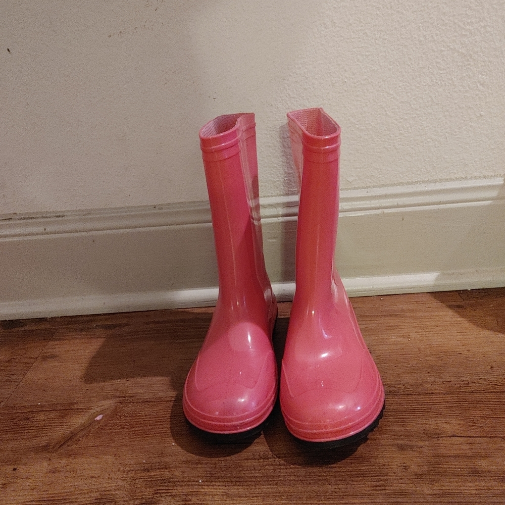 Pink rain boots
